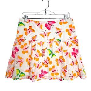 Lilly Pulitzer White A-Line Mini Skirt with Pink, Orange & Green Butterflies